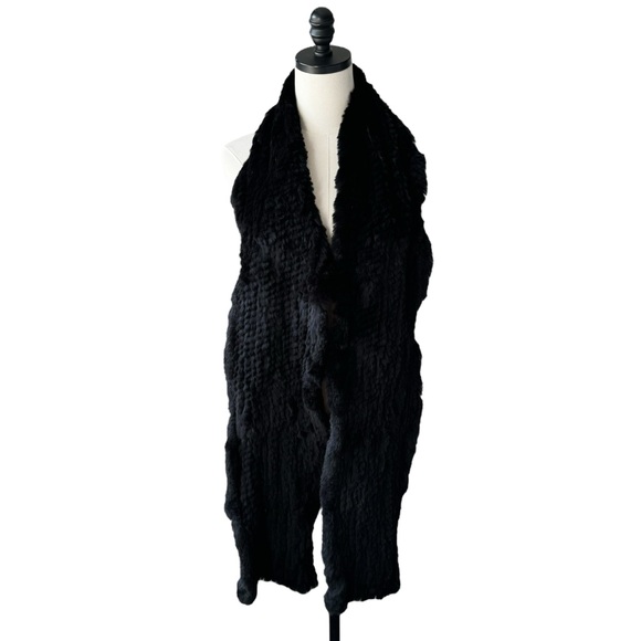 Sak’s Fifth Avenue Black Rabbit Fur Scarf - Picture 2 of 7